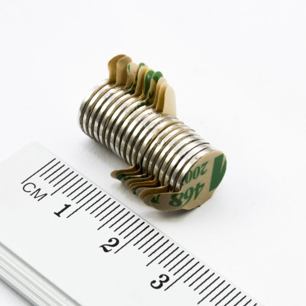 Cilindru magnet neodim 10x1 mm cu autocolant - N38