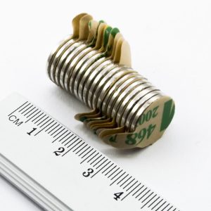 Cilindru magnet neodim 14x1,5 mm cu autocolant - N42