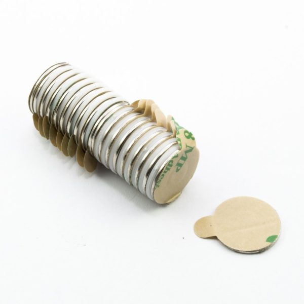Cilindru magnet neodim 15x1 mm cu autocolant - N38