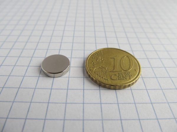 Magnet neodim cilindru 10x2 mm - N38