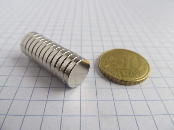 Magnet neodim cilindru 10x2 mm - N38