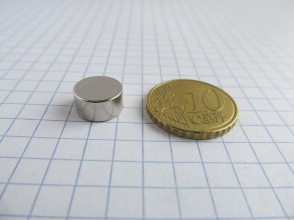 Magnet neodim cilindru 10x5 mm - N38