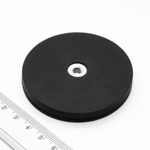 Magnet cu oală cu filet interior de 66x8,5 mm cauciucat