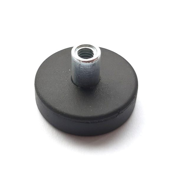 Magnet cu oală cu mufă cu șurub 22x6 mm cauciucat