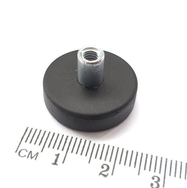 Magnet cu oală cu mufă cu șurub 22x6 mm cauciucat