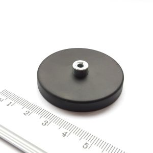 Magnet oală cu mufă cu șurub 43x6 mm acoperit cu cauciuc