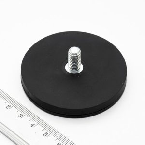 Magnet oală cu știft filetat 66x8,5 mm acoperit cu cauciuc