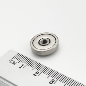 Magnet cu oală cu filet prin tot magnetul 16x5 mm, M4