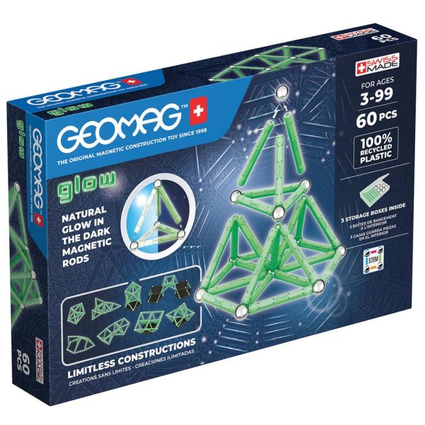 Kit de construcție Geomag Glow Recycled 60 de bucăți - strălucește în întuneric