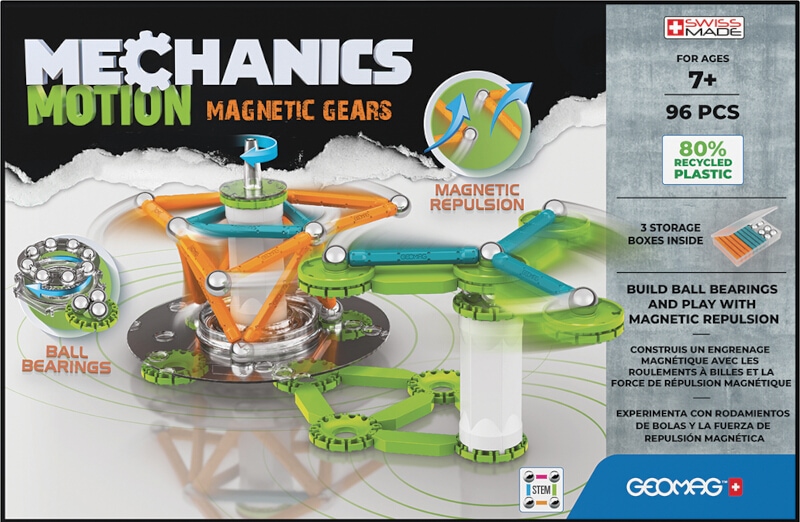 Kit de construcție Geomag Mechanics Motion 96 piese - elemente mobile