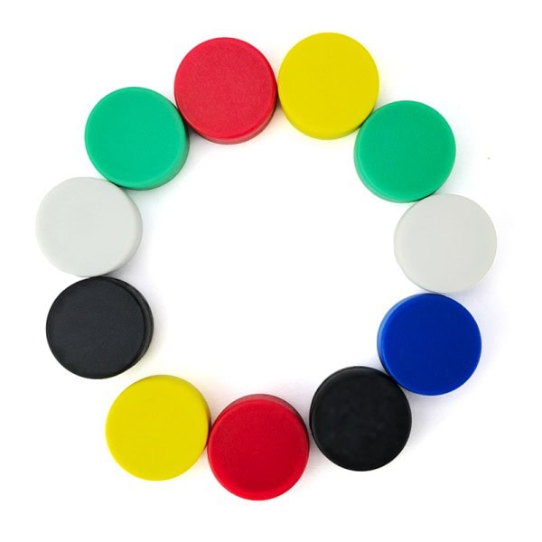 Magnet neodim cilindru 12,7×6,4 mm – N35 în plastic, alb - imagine 3