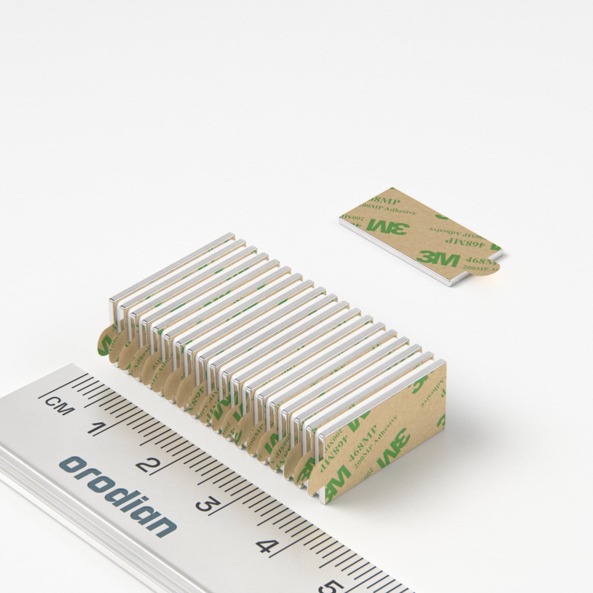 Magnet neodim bloc 20×10×1 mm cu autocolant – N38