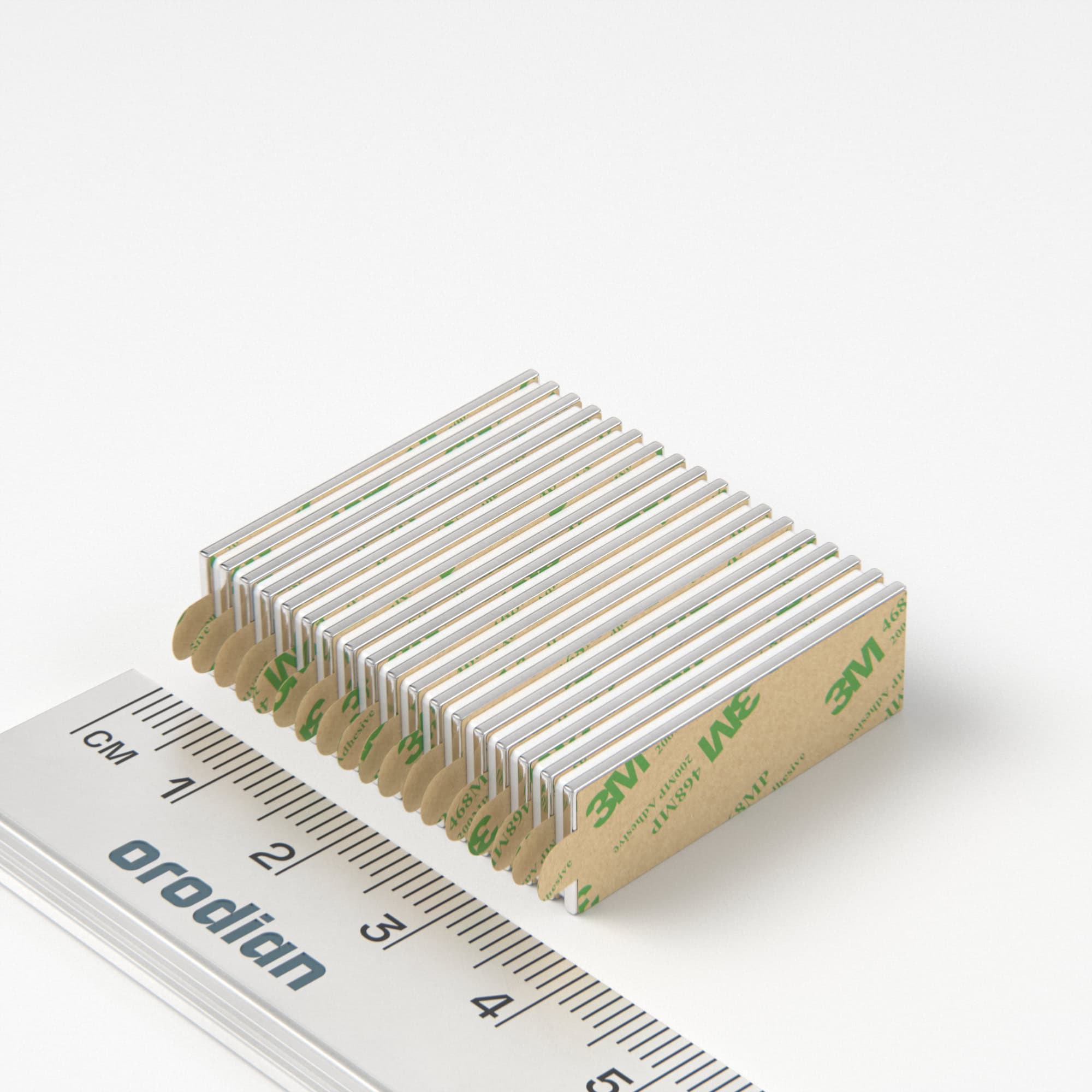 Magnet neodim bloc 30×10×1 mm cu autocolant – N38