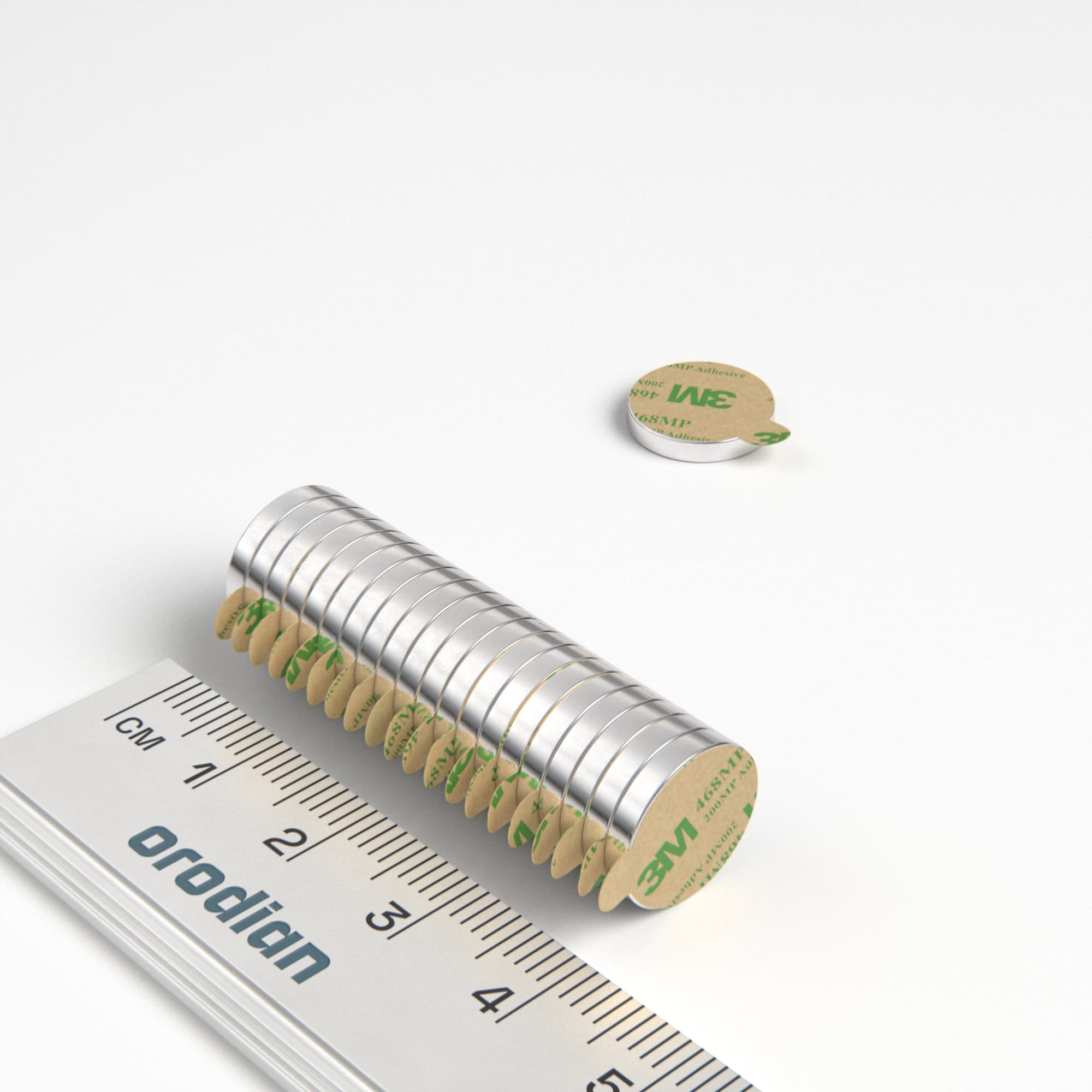 Magnet neodim cilindru 12×2 mm cu autocolant – N38
