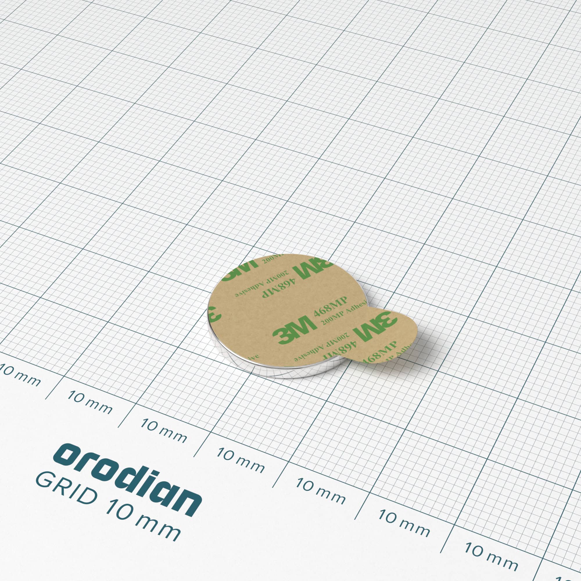 Magnet neodim cilindru 20×2 mm cu autocolant – N38 - imagine 2
