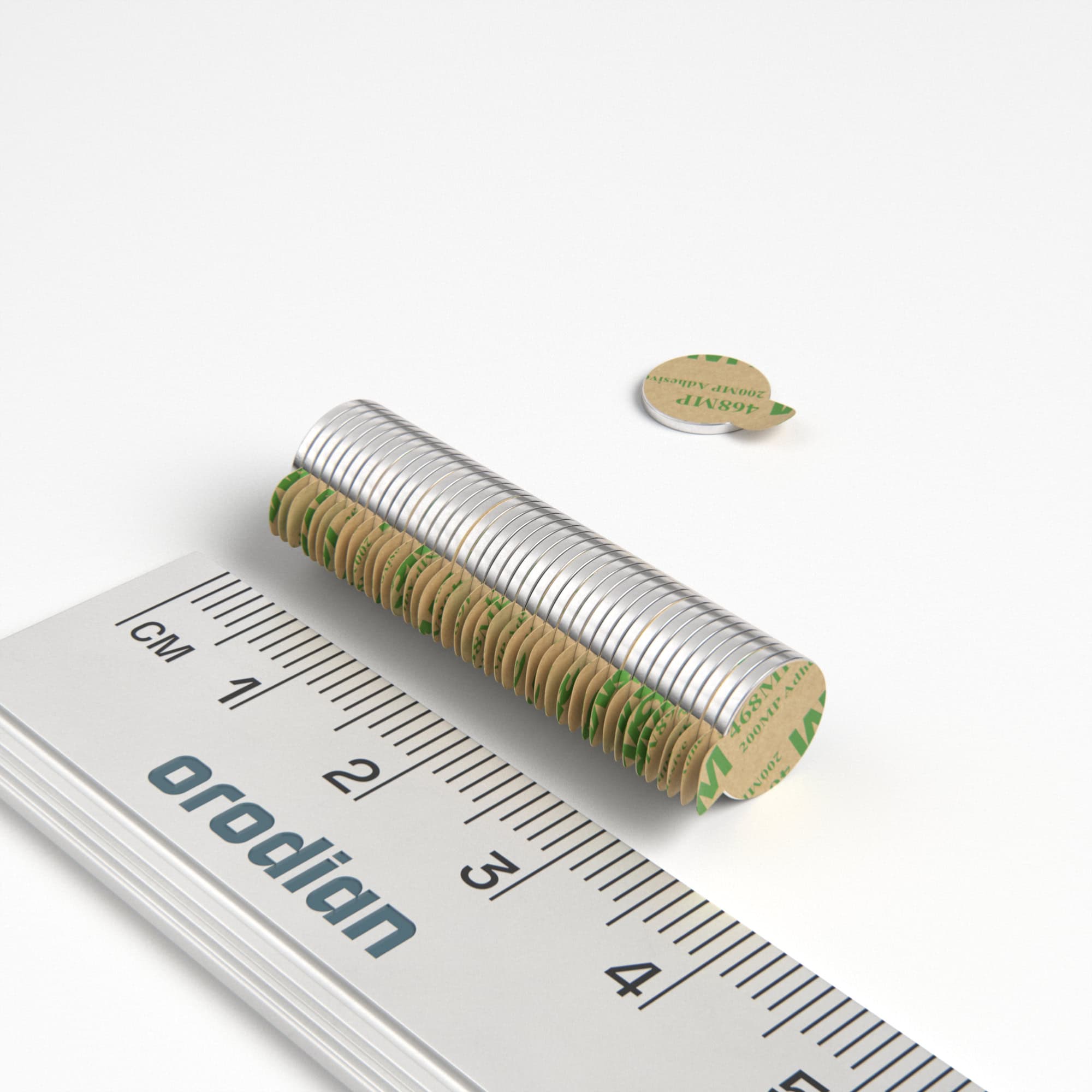 Magnet neodim cilindru 8×0,75 mm cu autocolant – N38